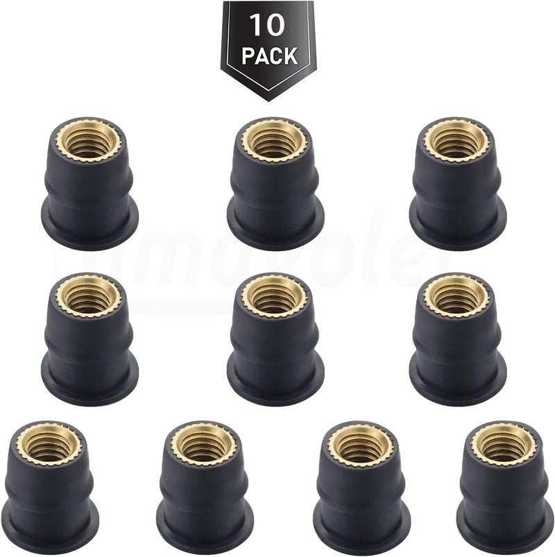 amavoler 10Pcs M6 Well Nuts Fairing Fasteners Windshield Motorcycle Accessories Screws Universal for Motorcycle Canoe, Boat, Kayak. (M6) - Image 4